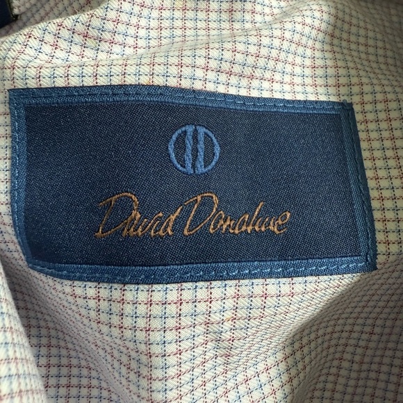 David Donahue Men’s Dress Shirt 16 34/35 Purple Check Cotton Barrel Cuff - Picture 2 of 12